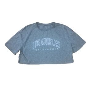 Los Angeles California Crop Tee - Women's Short Sleeve Tee, Heather Gray